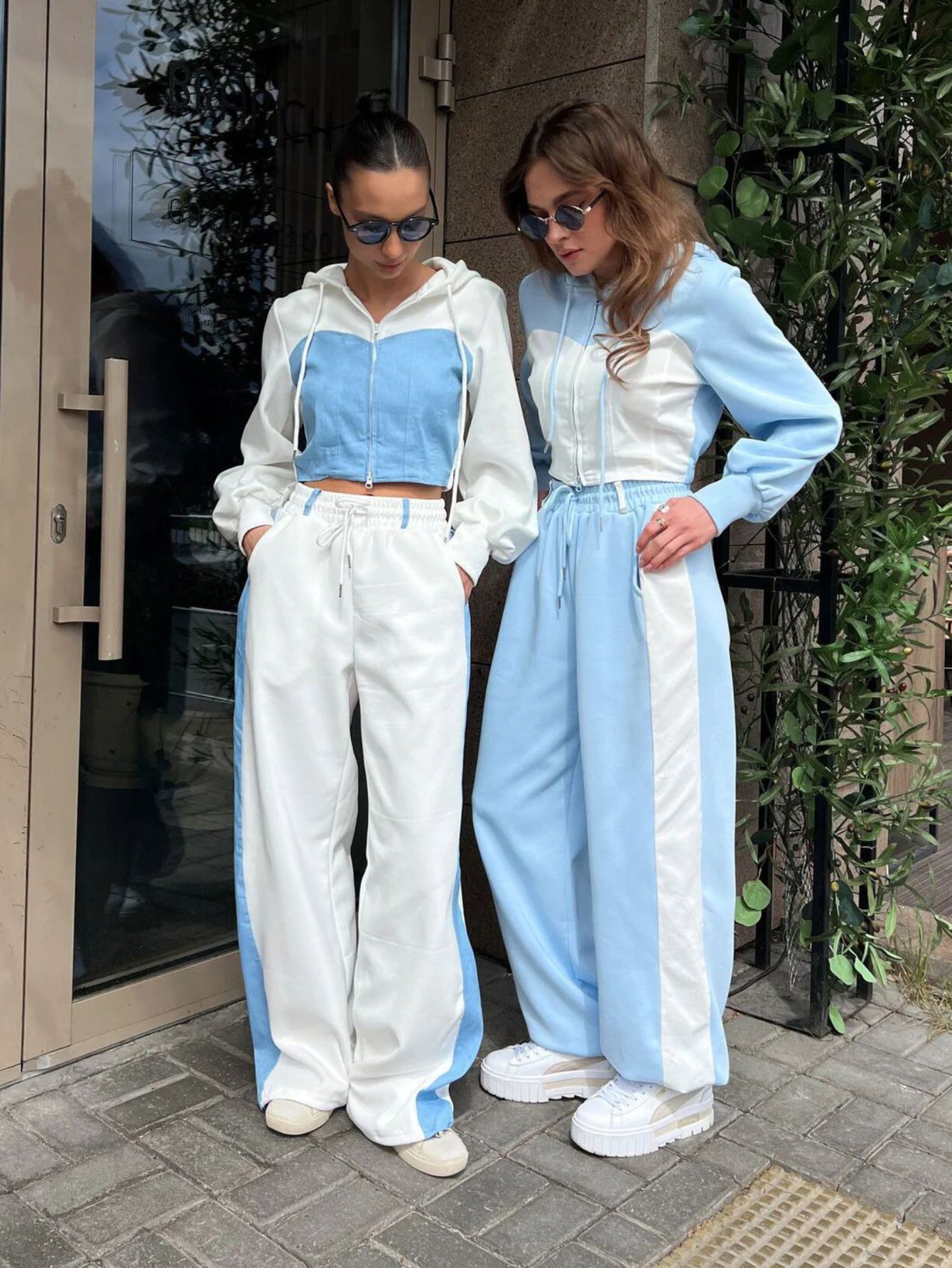 LBL Two-color Stitching Hooded Zipper Pants Suit – LANBAILAN