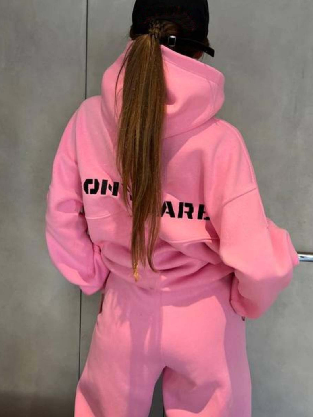 Women's Hooded Sweatshirt And Sweatpants Outfits Pink