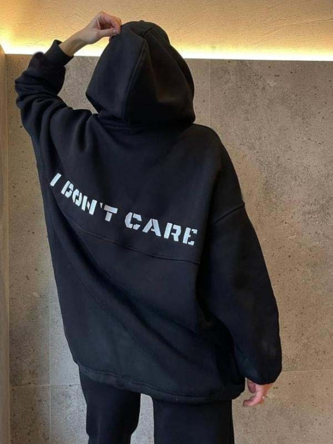 Women's Hooded Sweatshirt And Sweatpants Outfits Black