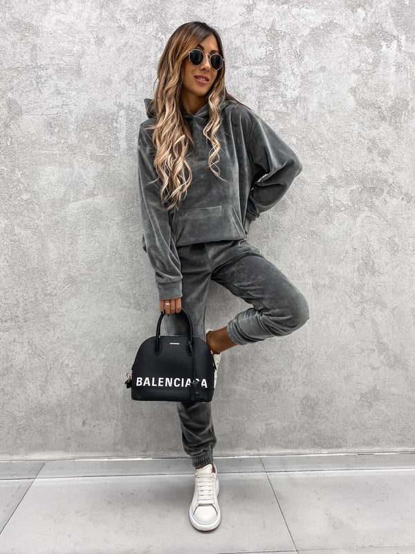 LBL Solid Color Hoodie Sweatpants Suit