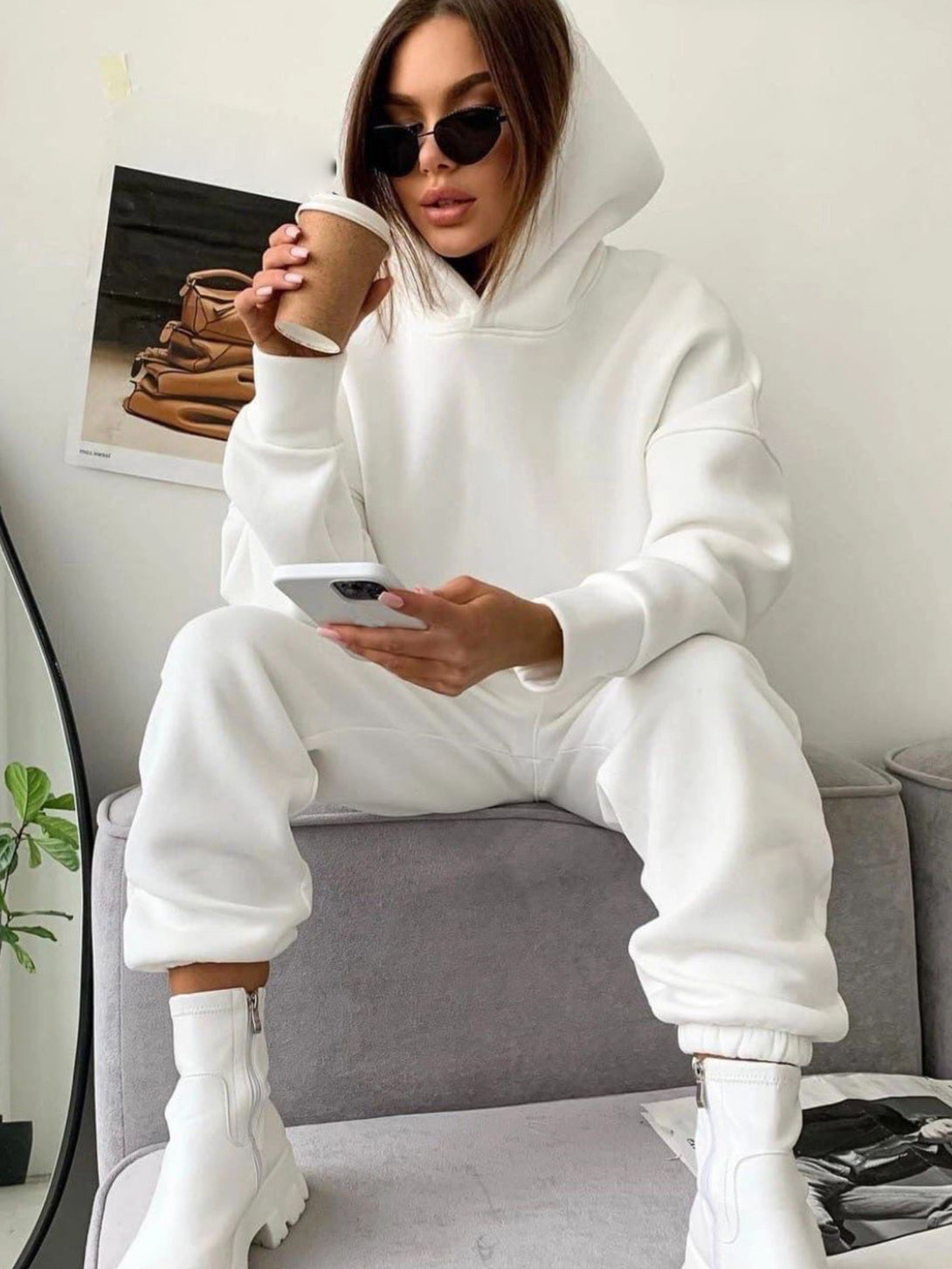Outfit Two Piece Lounge Sets White