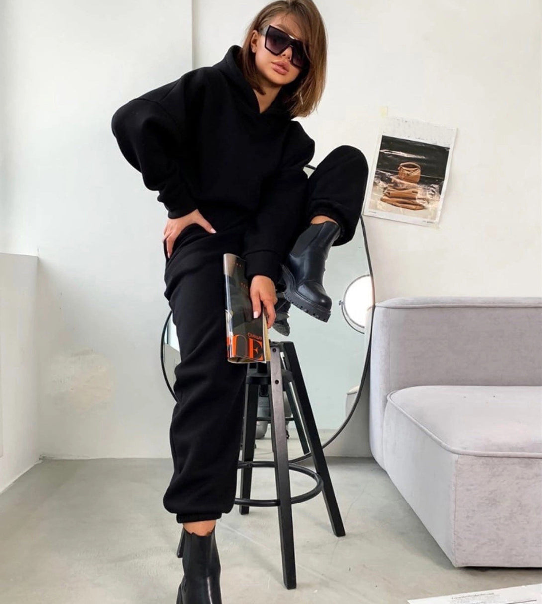 Outfit Two Piece Lounge Sets Black