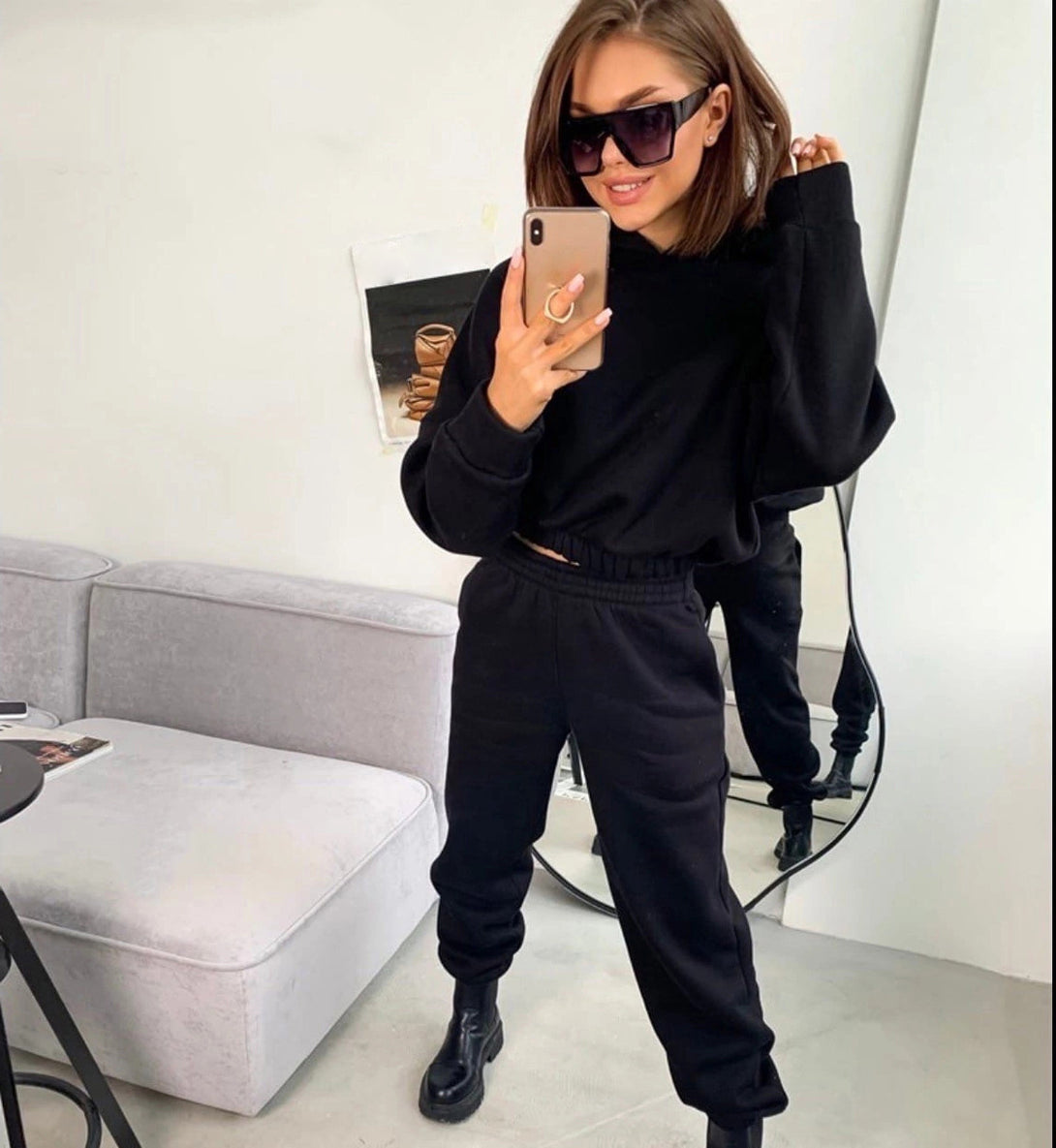 Outfit Two Piece Lounge Sets Black
