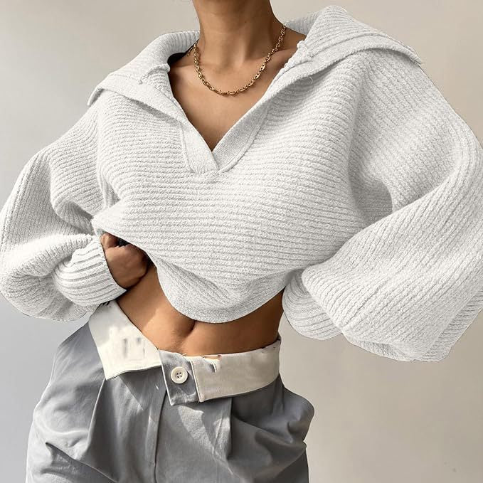 Women Tops V Neck Long Sleeve Winter Sweater 