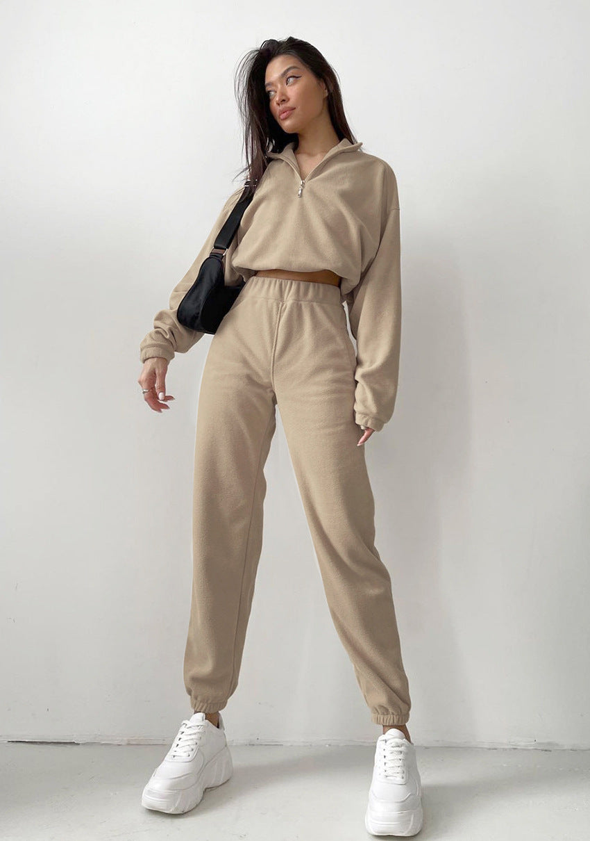 Long Sleeve Elasticized Waistband Sweatsuit Outfits