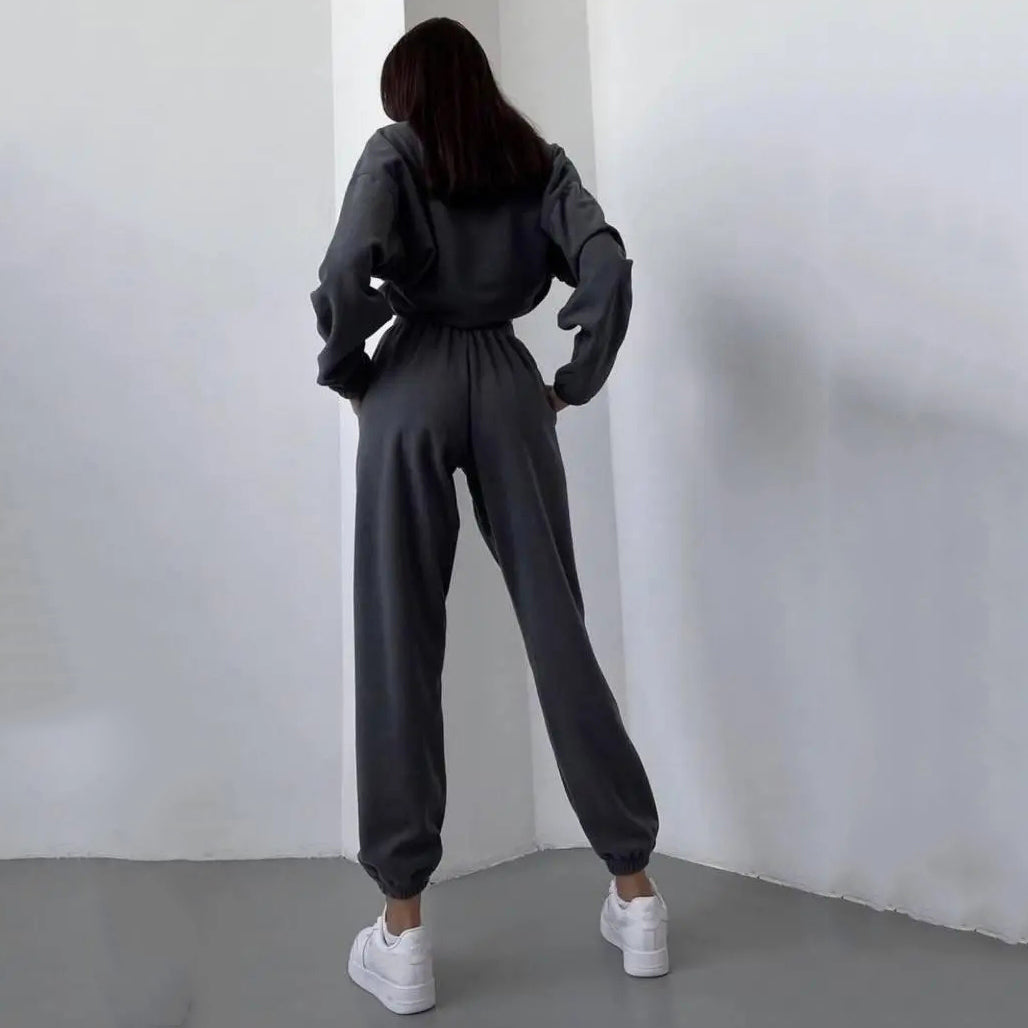 Long Sleeve Elasticized Waistband Sweatsuit Outfits