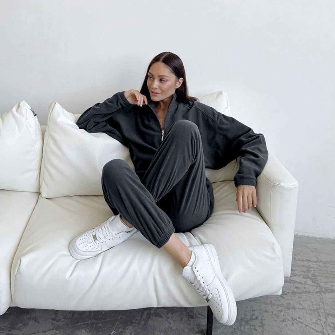 Long Sleeve Elasticized Waistband Sweatsuit Outfits