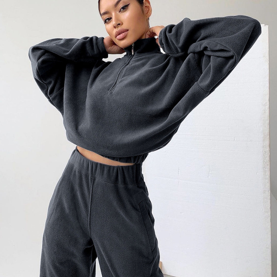 Long Sleeve Elasticized Waistband Sweatsuit Outfits