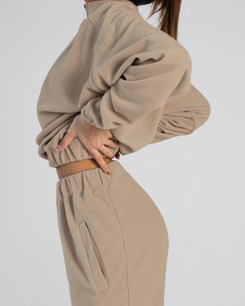 Long Sleeve Elasticized Waistband Sweatsuit Outfits