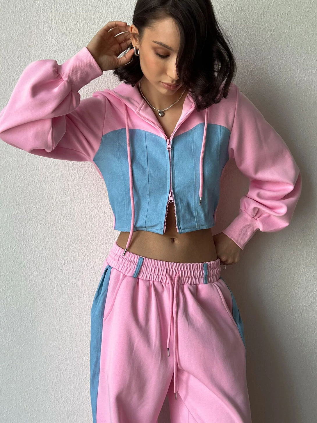 Zip up Lounge Sweatpants Tracksuit Pink